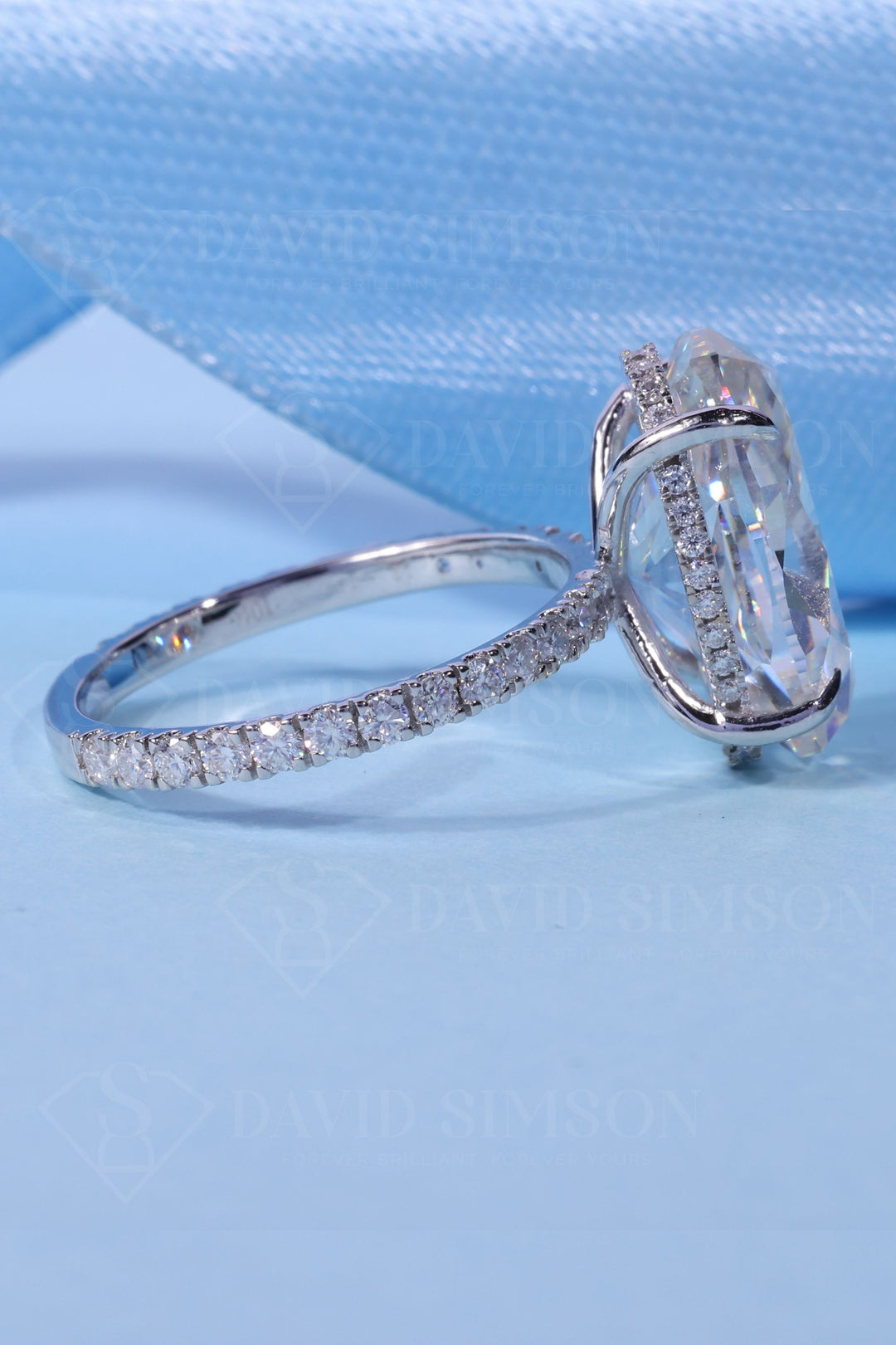 2.50 CT Oval Cut Hidden Halo Moissanite Engagement Ring