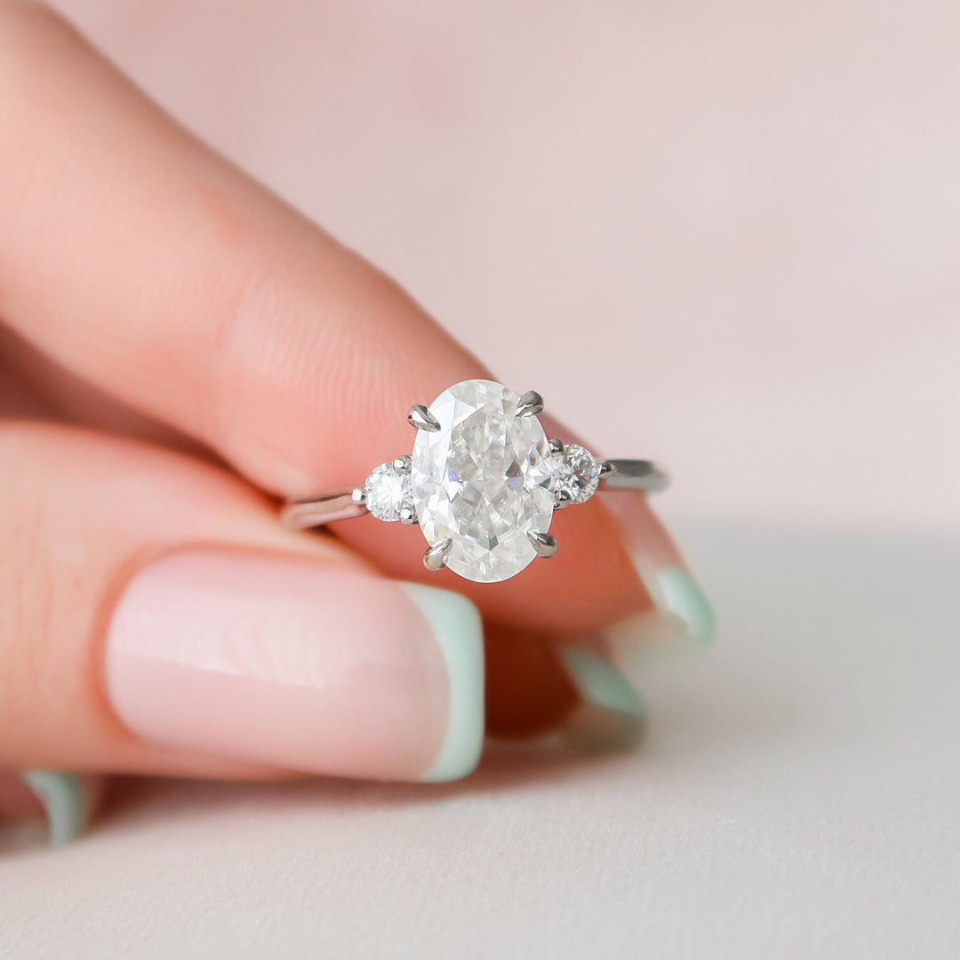2.50 CT Oval Cut Three Stone Moissanite Diamond Engagement Ring