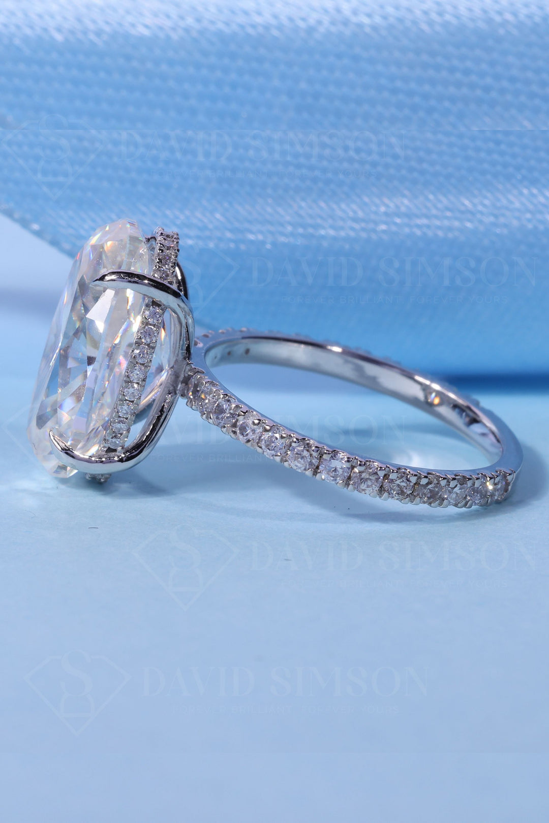 2.50 CT Oval Cut Hidden Halo Moissanite Engagement Ring