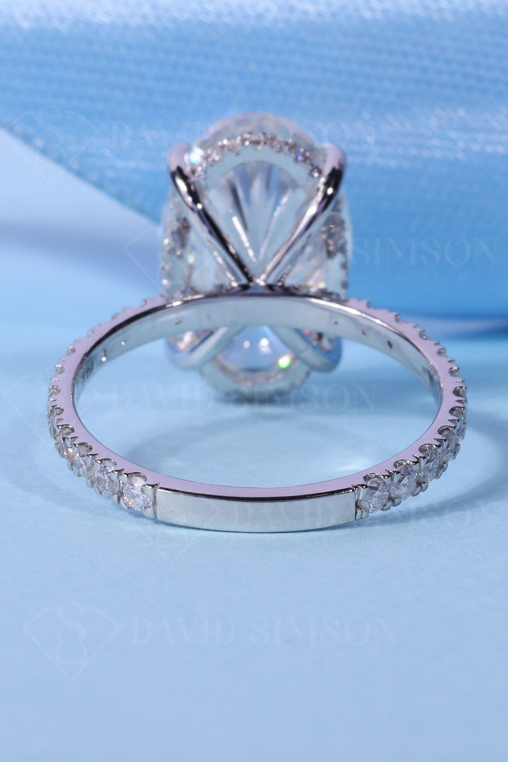 2.50 CT Oval Cut Hidden Halo Moissanite Engagement Ring