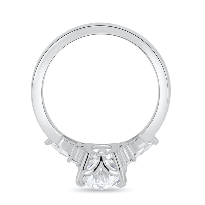 3.50 CT Oval Cut Three Stone Moissanite Engagement Ring in 14K White Gold
