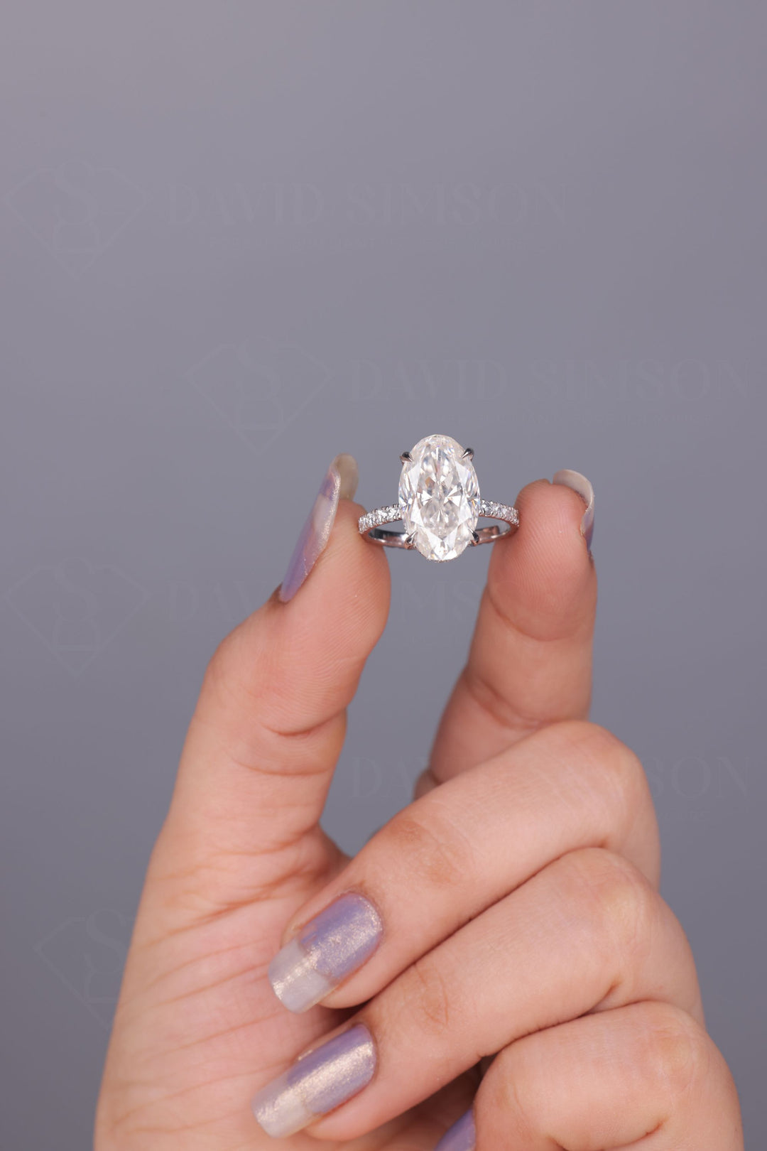 2.50 CT Oval Cut Hidden Halo Moissanite Engagement Ring