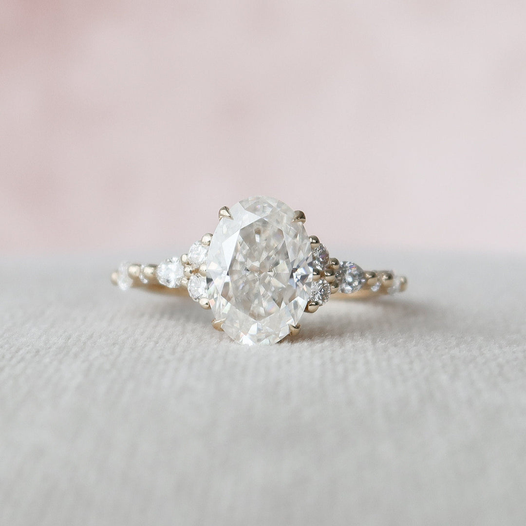 3.0 CT Oval Cut Moissanite Diamond Cluster Engagement Ring