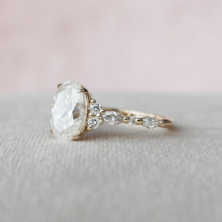 3.0 CT Oval Cut Moissanite Diamond Cluster Engagement Ring
