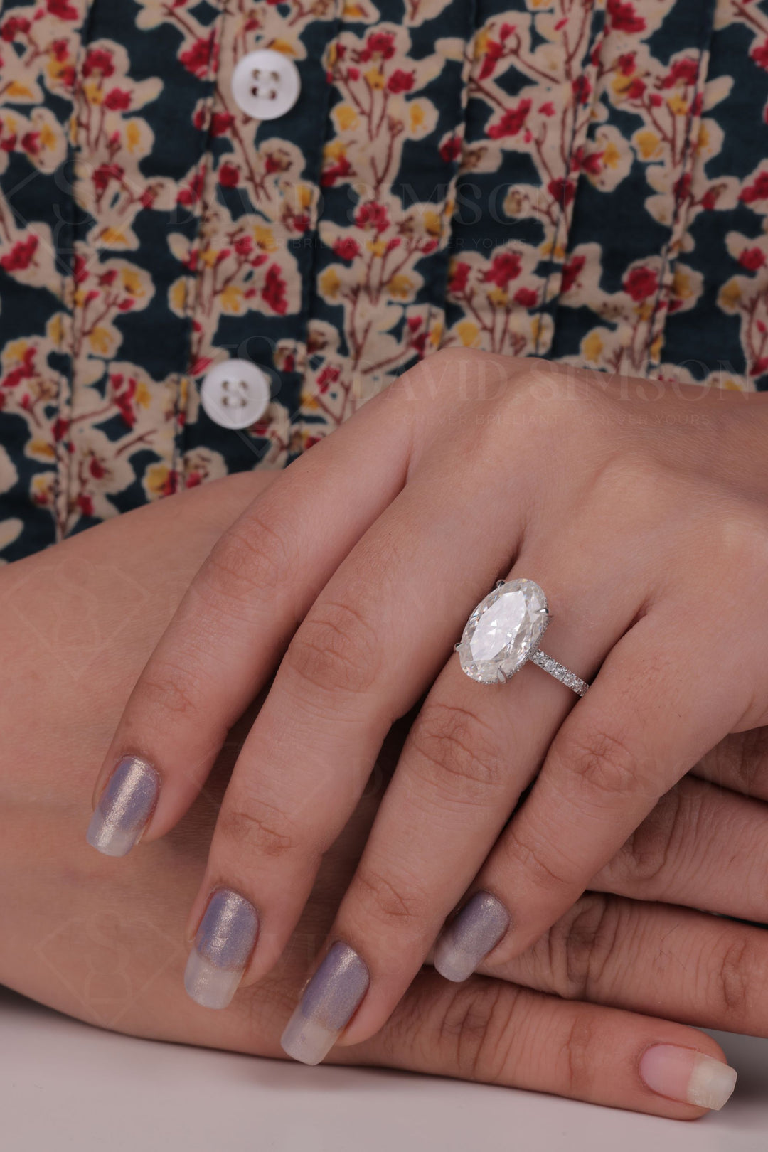 2.50 CT Oval Cut Hidden Halo Moissanite Engagement Ring