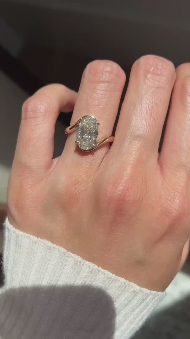2.0CT - 4.0CT Oval Cut Lab Grown Diamond Bypass Band Engagement Statement Ring