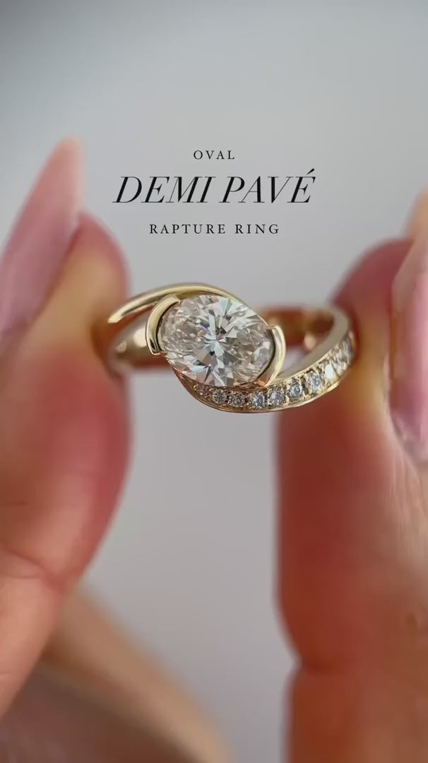 2.0CT - 4.0CT Oval Cut Lab Grown Diamond Unique Pave Set Engagement Ring