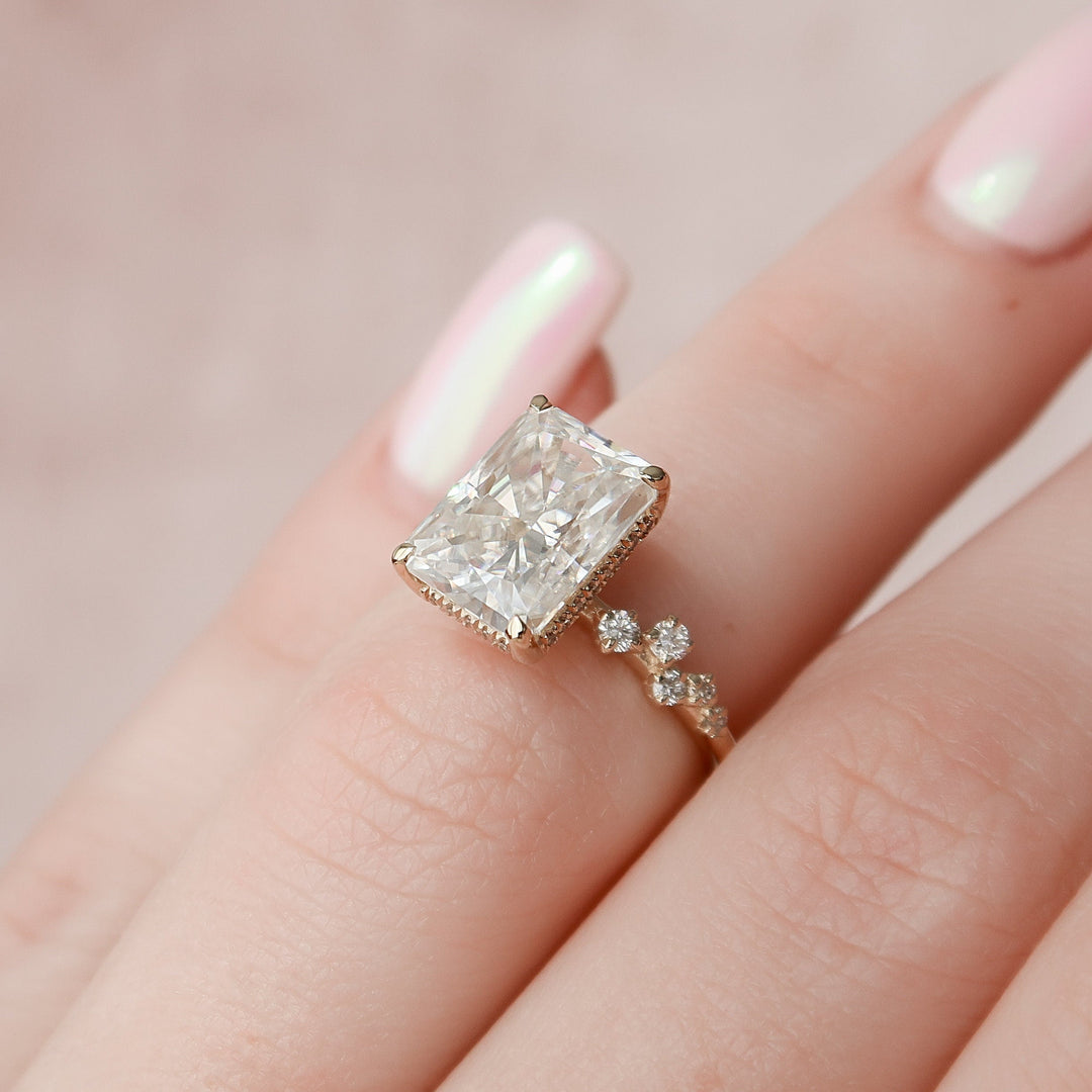 3.50 CT Radiant Cut Moissanite Unique Engagement Ring