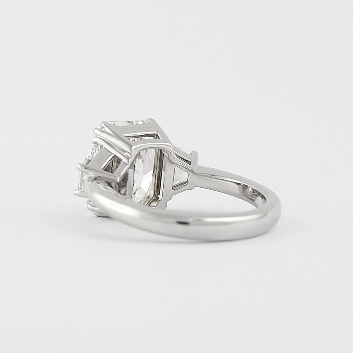 2.50 CT Radiant Cut Trapezoid Moissanite 3 Stone Engagement Ring