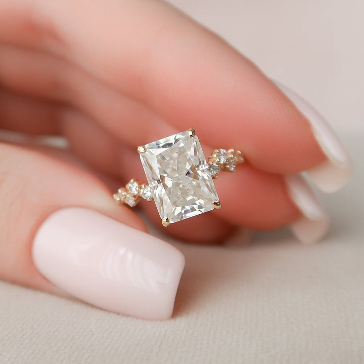 3.50 CT Radiant Cut Moissanite Unique Engagement Ring