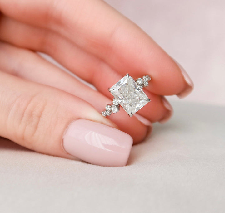 3.50 CT Radiant Cut Moissanite Unique Engagement Ring