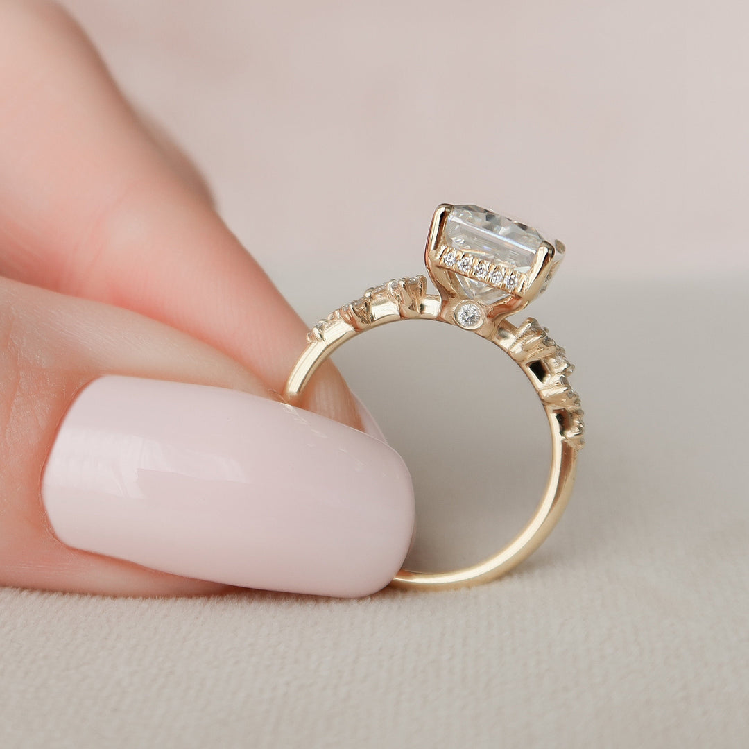 3.50 CT Radiant Cut Moissanite Unique Engagement Ring