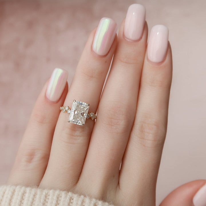 3.50 CT Radiant Cut Moissanite Unique Engagement Ring