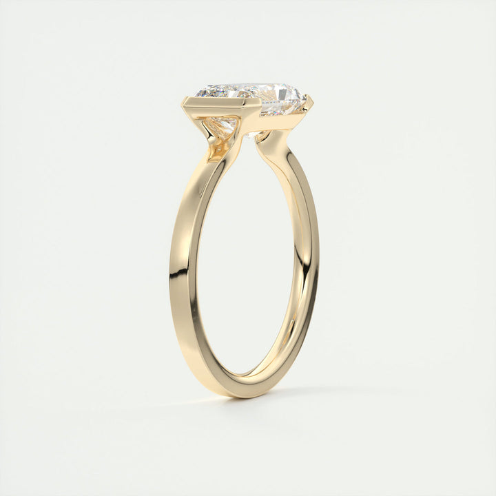2.50 East West Radiant Half Bezel Solitaire Moissanite Engagement Ring