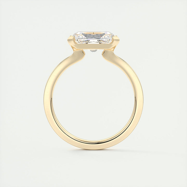 2.50 East West Radiant Half Bezel Solitaire Moissanite Engagement Ring