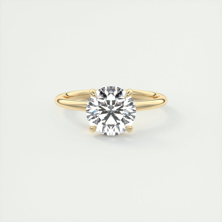 2 CT Round Flush Stacking Low Profile Solitaire Moissanite Engagement Ring